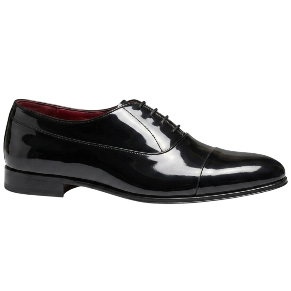 Brentano Tuxedo Shoes Mens Size 9 Black Glossy Patent Leather Oxford Formal Suit